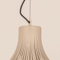 Foto 15791-8: Grote japandi hanglamp beige in peervorm met platte spijlen van metaal 