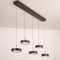 Foto 15804-9: Zwarte moderne led 5-lichts hanglamp met verstelbare hoogte