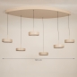 Foto 15805-1: Grote beige 6-lichts hanglamp met ovale plafondplaat, dimbare led verlichting en verstelbare hoogte