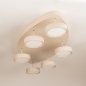 Foto 15805-10: Grote beige 6-lichts hanglamp met ovale plafondplaat, dimbare led verlichting en verstelbare hoogte