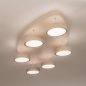 Foto 15805-11: Grote beige 6-lichts hanglamp met ovale plafondplaat, dimbare led verlichting en verstelbare hoogte