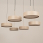 Foto 15805-12: Grote beige 6-lichts hanglamp met ovale plafondplaat, dimbare led verlichting en verstelbare hoogte