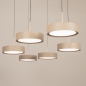 Foto 15805-13: Grote beige 6-lichts hanglamp met ovale plafondplaat, dimbare led verlichting en verstelbare hoogte
