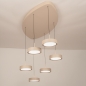 Foto 15805-2: Grote beige 6-lichts hanglamp met ovale plafondplaat, dimbare led verlichting en verstelbare hoogte