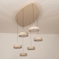 Foto 15805-3: Grote beige 6-lichts hanglamp met ovale plafondplaat, dimbare led verlichting en verstelbare hoogte