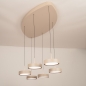 Foto 15805-4: Grote beige 6-lichts hanglamp met ovale plafondplaat, dimbare led verlichting en verstelbare hoogte