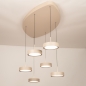 Foto 15805-6: Grote beige 6-lichts hanglamp met ovale plafondplaat, dimbare led verlichting en verstelbare hoogte