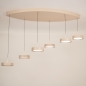 Foto 15805-9: Grote beige 6-lichts hanglamp met ovale plafondplaat, dimbare led verlichting en verstelbare hoogte