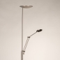 Foto 15815-3: Moderne led uplight vloerlamp met leesarm in staal en dimbare led verlichting