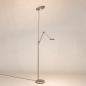 Foto 15815-6: Moderne led uplight vloerlamp met leesarm in staal en dimbare led verlichting