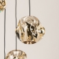 Foto 15819-11: Hanglamp met organisch gevormde amberkleurige bollen – Perfect voor ronde tafels en sfeervolle ruimtes