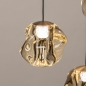 Foto 15819-12: Hanglamp met organisch gevormde amberkleurige bollen – Perfect voor ronde tafels en sfeervolle ruimtes