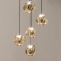 Foto 15819-3: Hanglamp met organisch gevormde amberkleurige bollen – Perfect voor ronde tafels en sfeervolle ruimtes