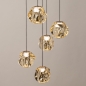 Foto 15819-5: Hanglamp met organisch gevormde amberkleurige bollen – Perfect voor ronde tafels en sfeervolle ruimtes