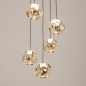Foto 15819-6: Hanglamp met organisch gevormde amberkleurige bollen – Perfect voor ronde tafels en sfeervolle ruimtes
