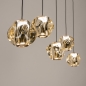 Foto 15820-1: Moderne hanglamp met 5 amberkleurige glazen bollen – Luxe en sfeervol design