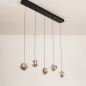 Foto 15820-11: Moderne hanglamp met 5 amberkleurige glazen bollen – Luxe en sfeervol design