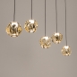 Foto 15820-2: Moderne hanglamp met 5 amberkleurige glazen bollen – Luxe en sfeervol design