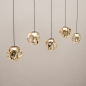 Foto 15820-4: Moderne hanglamp met 5 amberkleurige glazen bollen – Luxe en sfeervol design
