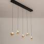 Foto 15820-6: Moderne hanglamp met 5 amberkleurige glazen bollen – Luxe en sfeervol design