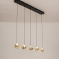 Foto 15820-7: Moderne hanglamp met 5 amberkleurige glazen bollen – Luxe en sfeervol design