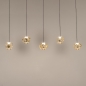Foto 15820-9: Moderne hanglamp met 5 amberkleurige glazen bollen – Luxe en sfeervol design