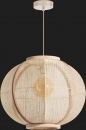 Foto 15832-1: Grote japandi hanglamp bol (78 cm)van licht hout en jute stof in beige