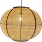 Foto 15832-5: Grote japandi hanglamp bol (78 cm)van licht hout en jute stof in beige