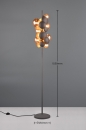 Foto 15836-2: Vloerlamp in antraciet/zwart met zeven amberkleurige bollen van glas