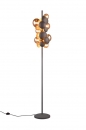 Foto 15836-3: Vloerlamp in antraciet/zwart met zeven amberkleurige bollen van glas