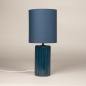 Foto 15843-5: Keramische Tischlampe Blau mit rundem Stoffschirm in Blau