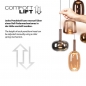 Foto 15849-5: In hoogte verstelbare grote led hanglamp met vijf verschillende glazen in koffiekleur met amber, koper en rookglas