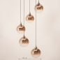 Foto 15865-1: 5-lichts hanglamp met glazen bollen en dimbare LED verlichting