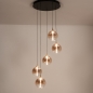 Foto 15865-2: 5-lichts hanglamp met glazen bollen en dimbare LED verlichting