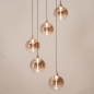 Foto 15865-3: 5-lichts hanglamp met glazen bollen en dimbare LED verlichting