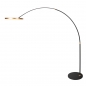 Foto 15869-1: Moderne led booglamp in zwart met goud, dimbaar met voetdimmer aan snoer