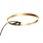 Foto 15869-11: Moderne led booglamp in zwart met goud, dimbaar met voetdimmer aan snoer