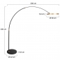 Foto 15869-13: Moderne led booglamp in zwart met goud, dimbaar met voetdimmer aan snoer