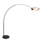 Foto 15869-2: Moderne led booglamp in zwart met goud, dimbaar met voetdimmer aan snoer