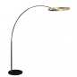 Foto 15869-8: Moderne led booglamp in zwart met goud, dimbaar met voetdimmer aan snoer