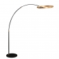 Foto 15869-9: Moderne led booglamp in zwart met goud, dimbaar met voetdimmer aan snoer