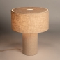 Foto 15887-3: Beige Tischlampe aus Leinen mit Leinenlampe und Leinenfuß, E27