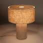 Foto 15887-4: Beige Tischlampe aus Leinen mit Leinenlampe und Leinenfuß, E27