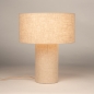Foto 15887-6: Beige Tischlampe aus Leinen mit Leinenlampe und Leinenfuß, E27