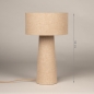 Foto 15888-1: Beige Tischlampe aus Leinen mit Leinenlampe und Leinenfuß, E27