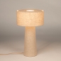 Foto 15888-2: Beige Tischlampe aus Leinen mit Leinenlampe und Leinenfuß, E27