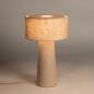 Foto 15888-4: Beige Tischlampe aus Leinen mit Leinenlampe und Leinenfuß, E27