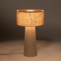 Foto 15888-5: Beige Tischlampe aus Leinen mit Leinenlampe und Leinenfuß, E27