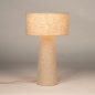 Foto 15888-6: Beige Tischlampe aus Leinen mit Leinenlampe und Leinenfuß, E27
