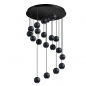 Foto 15891-1: Zwarte design vide hanglamp met 20 bollen en dimbare led verlichting
